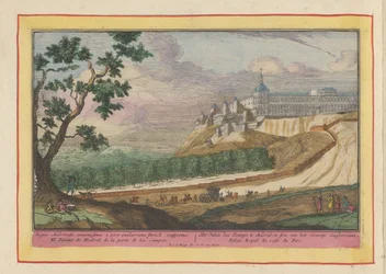 Utsikt över det kungliga palatset i Madrid Kungens palats i Madrid, sett från floden Guadarrama (titel på objektet) Theatrum Hispaniae (...) (serietitel)