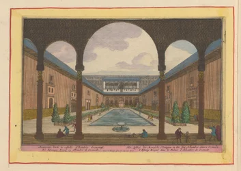 Gård i Alhambra i Granada. De moriska kungarnas lustgård i Alhambrapalatset inne i Granada (titel på föremålet). Theatrum Hispaniae (...) (serietitel)
