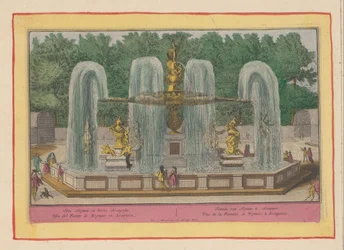 Neptunesfontein i Aranjuez Fontein van Neptuin, te Aranjues/ Neptunus fontän, i trädgårdarna i Arangosiae (...) (titel på objektet) Theatre of Spain (...) (serietitel)