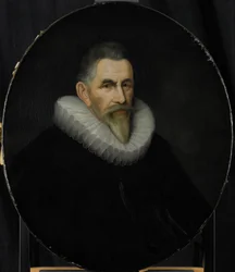 Porträtt av Johan van der Veecque, direktör för Rotterdams kammare i Nederländska Ostindiska kompaniet, vald 1602