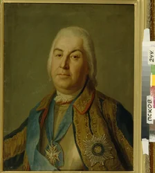 Porträtt av greve Pjotr Semjonovich Saltykov, 1760