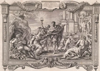 Annibale Carracci introducerar målning till Apollo och Minerva, 1674.