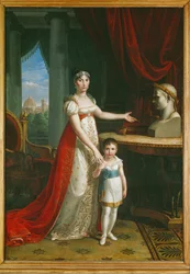 Elisa Bonaparte, syster till Napoleon I, storhertiginna av Toscana, med sin dotter Napoleone-Elisa...