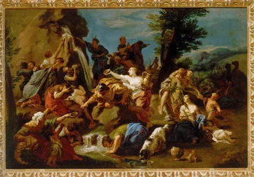 Moses slår på klippan i öknen,
andra hälften av 1600-talet (olja på duk)