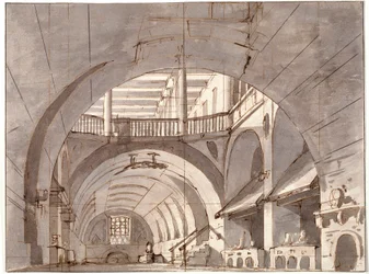 Scenografi för en teaterpjäs, 1800-tal.