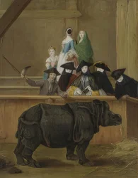 Utställningen av en noshörning i Venedig. Troligen 1751