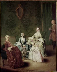 Porträtt av familjen Sagredo. Målning av Pietro Longhi (1702-1785)