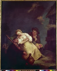 Sleeping Agriculture - Målning av Pietro Longhi (1702-1785), olja på duk, 61x50 cm, cirka 1750. Venedig, Querini Stampalia Foundation