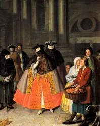 Samtal mellan Baute-masker, av Pietro Longhi (1701-1785)
