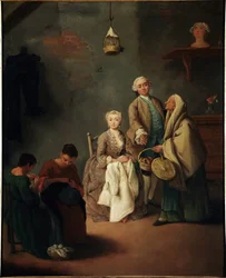 Arbetets skola Målning av Pietro Longhi (1702-1785) 1752 Dim 62x50 cm Venedig, Ca 