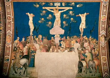 Korsfästelsefresk av Pietro Lorenzetti (ca 1280/5-1348), 1335-1340, Basilica di San Francesco, Chiesa Inferiore, Assisi