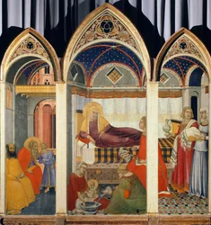 Jungfruns födelse, av Pietro Lorenzetti (ca 1280-ca 1348)