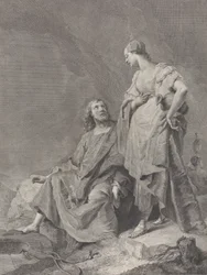 Kristus och Samariens kvinna vid brunnen, från serien med 112 avtryck av helgen..., 1743-63