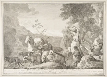 Esau och hans familj skiljer sig från Jakob Esau med sina hustrur söner och substanser sepa ..., 1743-63.