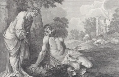 Job tillrättavisad av sin hustru, 1730-39.