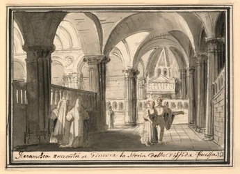 Scenografi, interiör av kyrkan