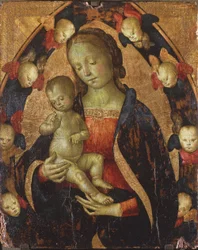 Madonna och barn omgivna av keruber, ca 1475