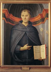 Nicolas de Tolentino (1245-1305) - Sankt Nikolaus av Tolentino par Perugino (ca 1450-1523). Olja på duk, storlek: 79x62, Palazzo Barberini, Rom