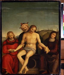 Medkänsla. Peinture de Pietro av Cristoforo Vannucci dit Le Perugin (Il Perugino