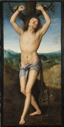 Saint Sebastien - Saint Sebastian, av Perugino (ca 1450-1523). Olja på trä. Mått: 174x88 cm. Nationalmuseum Stockholm