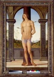 Sankt Sebastians martyrium. Målning av Pietro di Cristoforo Vannucci (Le Perugin eller Il Perugino) (1446-1523), 1500-talet, 1,76 x 1,16 m