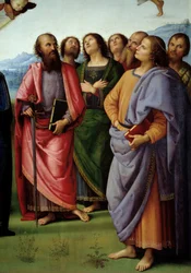 Kristi himmelsfärd Detalj som representerar apotersna. Målning av Pietro Vannucci dit il Perugino (Le Perugin