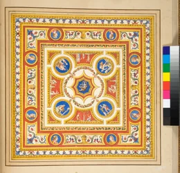 Volta del Palazzo di Augusto (svart krita, en del med penna och brunt bläck. färgad med akvarell)