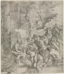 Tillbedjan av männen, 1636-1638.
