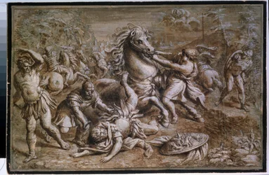 ""La conversion de saint Paul"" (The Conversion of Saint Paul) Bläckteckning av Pietro Berrettini dit Pietro da Cortona