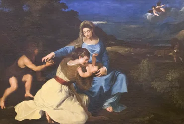Madonna och barn med heliga, ca 1625, efter Tizian (olja på duk)