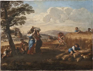 Landskap med skördeplats - Landskap med skörd, av Cortona, Pietro da (1596-1669) (Pierre de Cortona). Olja på duk. Mått: 50x65cm. Nationalmuseum Stockholm