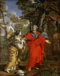 Hagars återkomst - Pietro da Cortona (1596-1669). Olja på duk, ca 1637. Mått: 124x99,5 cm. Konsthistoriska museet, Vienne