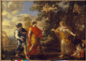 Venus som jägare förekommer i Enee Painting av Pierre de Cortona (Pietro Berrettini dit Pietro da Cortona (1596-1669). 1600-talet sön. 1,27x1,76 m.