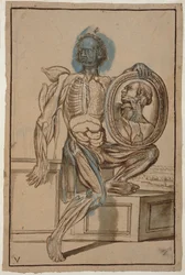 Ms Hunter 653 Plate V Anatomical Drawing, c.1610 (penna och krita på papper)