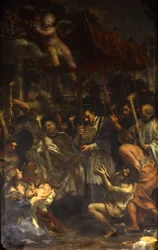 Saint Charles bär den heliga spiken i procession under pesten