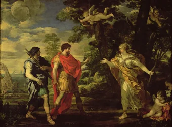 Venus visar sig för Aeneas som jägarinna, ca 1635