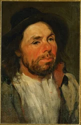Lantbrukare med hatt (olja på duk)