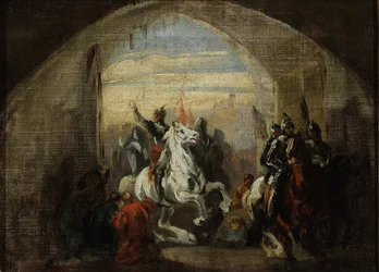 Boleslas I:s intåg från Polen, säger den modige (967-1025) till Kiev - Boleslaw den modiges intåg i Kiev av Michalowski, Piotr (1800-1855). Olja på duk, storlek: 35,5x48,5, ca. 1837, Narodowe-museet, Warszawa
