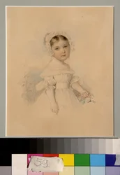 Porträtt av grevinnan Alexandra Golitsyna (1823-1910) - Verk av Piotr (Pierre) Sokolov (1791-1848), akvarell på papper (20,3x16,7 cm)