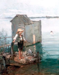 Badhytt med pojke, 1868