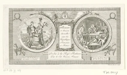 Medaillon op de Alliantie tussen de Franse en de Bataafse Republieken, 1795 Allians och evig union mellan de franska och bataviska republikerna (titel på objektet)