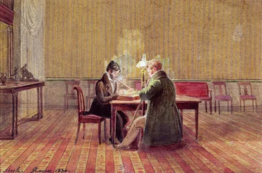 Adam Bernard Mickiewicz (1798-1855) spelar schack med en vän, 1830