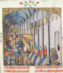 Vigning av biskopen från påvliga biskopen Erasmus Ciolek, ca 1510 (tempera & guld på pergament)