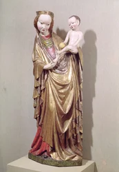 Jungfru och barn, ca 1400 (polykromt trä)
