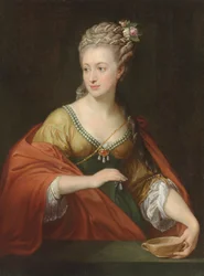 Porträtt av Alexandra Evtihievna Demidova 1724-1789 med Cleopatra, tidigt 1770-tal.