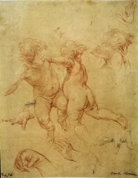 Studie för två putti (Två flygande putti. Studie), ca 1740 (sanguine)