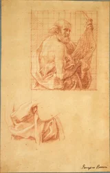 Studie för Saint Bartholomew och Draperi