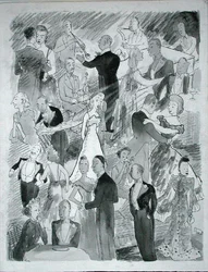We go dancing in London (penna, bläck och monokrom akvarell på papper)