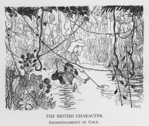 Den brittiska karaktären, golfens oumbärlighet (litho)