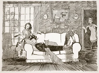 En halvtimmes vila efter måltider, illustration från "Pont: An Account of the Life and Work of the great Punch artist"